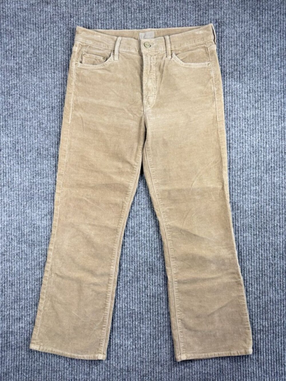 Mother Outsider Crop Jeans Womens 28 Tan Corduroy Hopscotch Honey Wash Pants